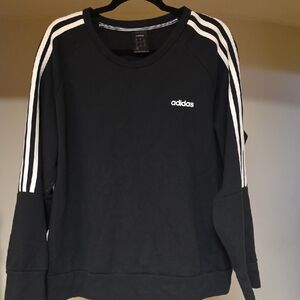 adidas Black Crewneck Sweatshirt with White Sleeve Stripes